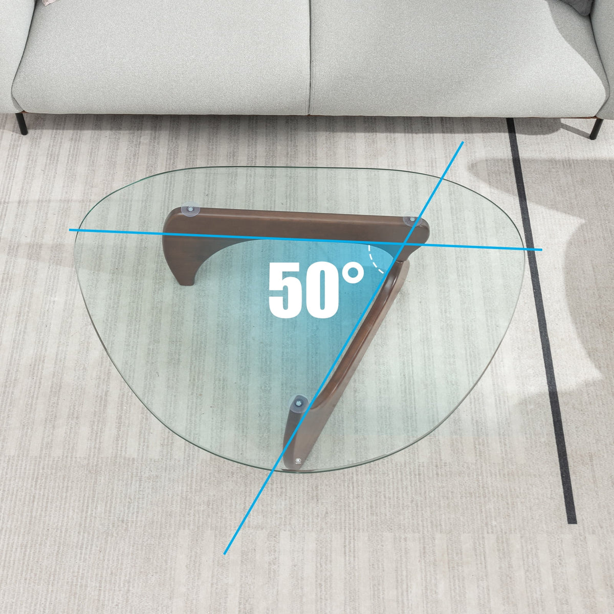 Tempered Glass Coffee Table with Dark Walnut Base Z28772