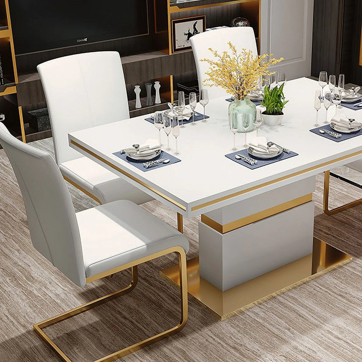 White PU Leather Dining Chairs Set of 2 S551202