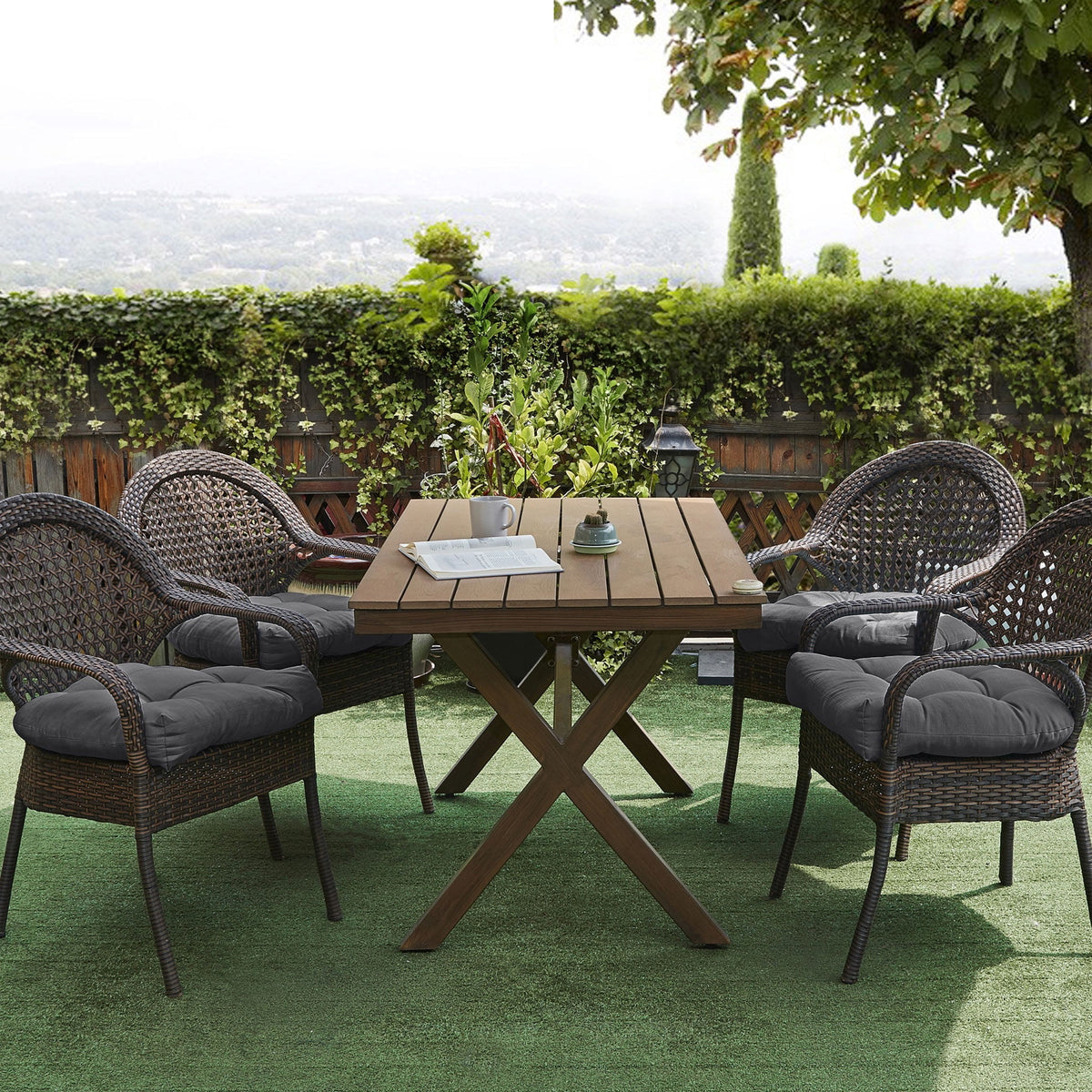Red Square Chair Pad Outdoor Seating Cushion S52868