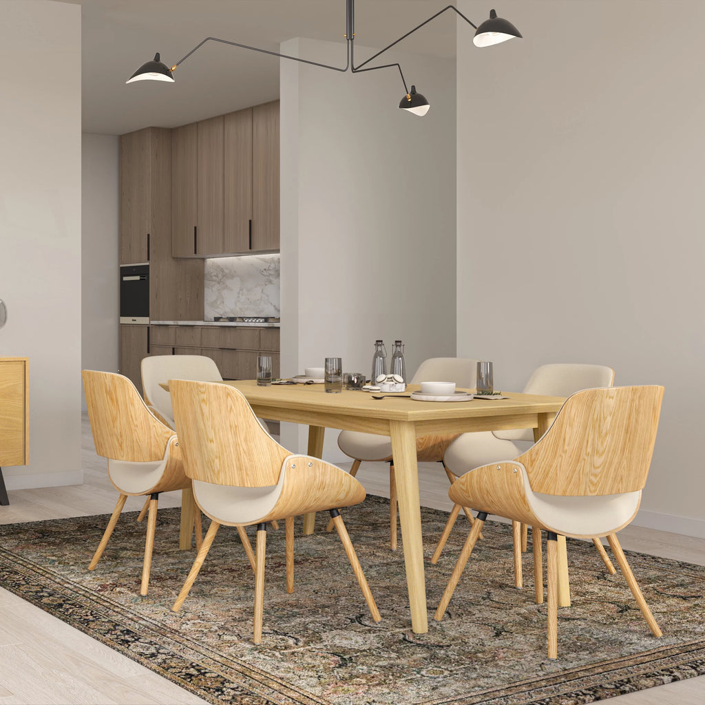 Solid Wood Rubberwood 66 inch x 40 inch Rectangle Dining Table C5148