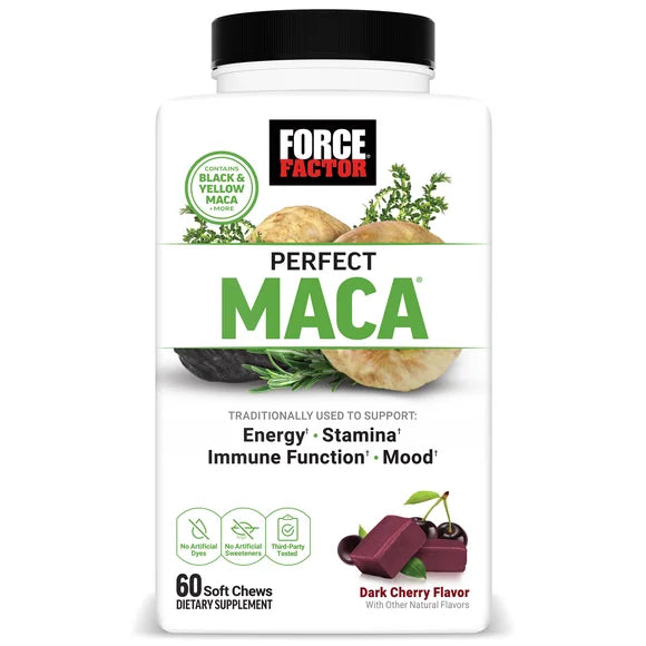 Maca Root Supplement with Saffron, Dark Cherry Flavor, 60 Soft Chews T910520