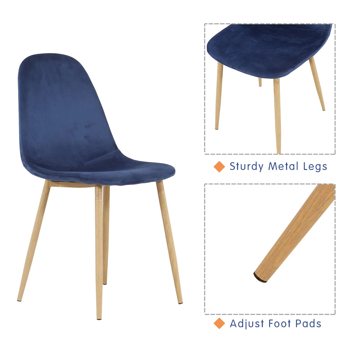 Velvet Upholstered Dining Chairs Set of 4 E4187