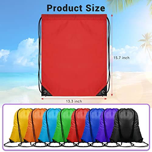 120 Pcs Drawstring Backpacks 8 Color Nylon Gym Cinch Sack W557358