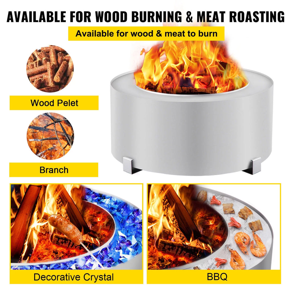 Stainless Steel 27.6 inch Wood Burning Fire Pit Q774421