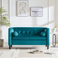 Peacock Blue Velvet Sofa with Bolster Pillows J854119
