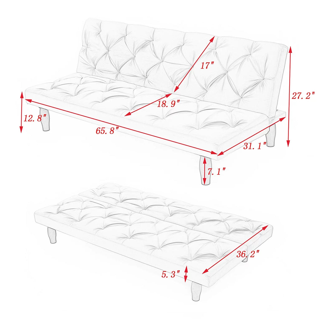 Black Velvet Futon Sofa Bed J606