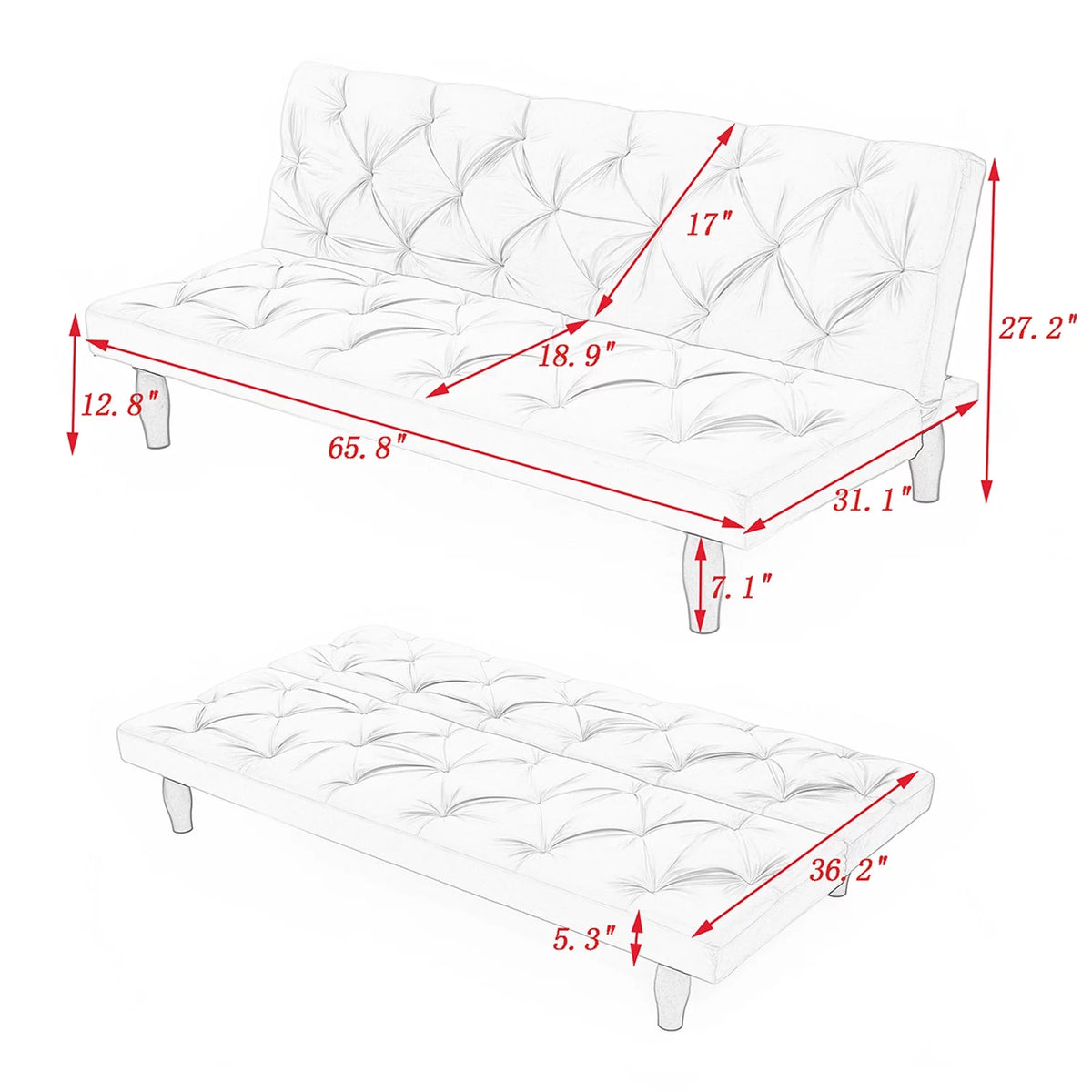 Black Velvet Futon Sofa Bed J606