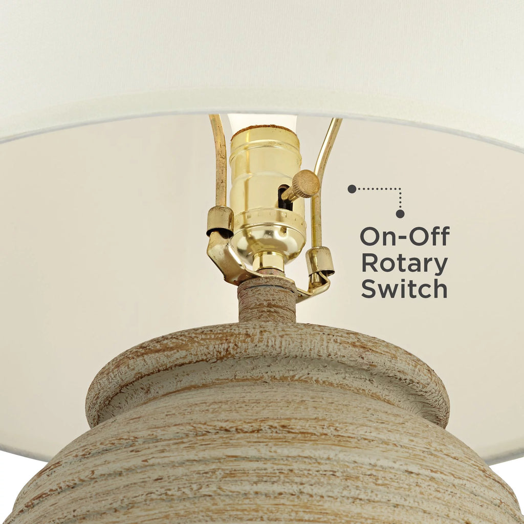 28" Tall Table Lamp with Cream Linen Drum Shade V74842