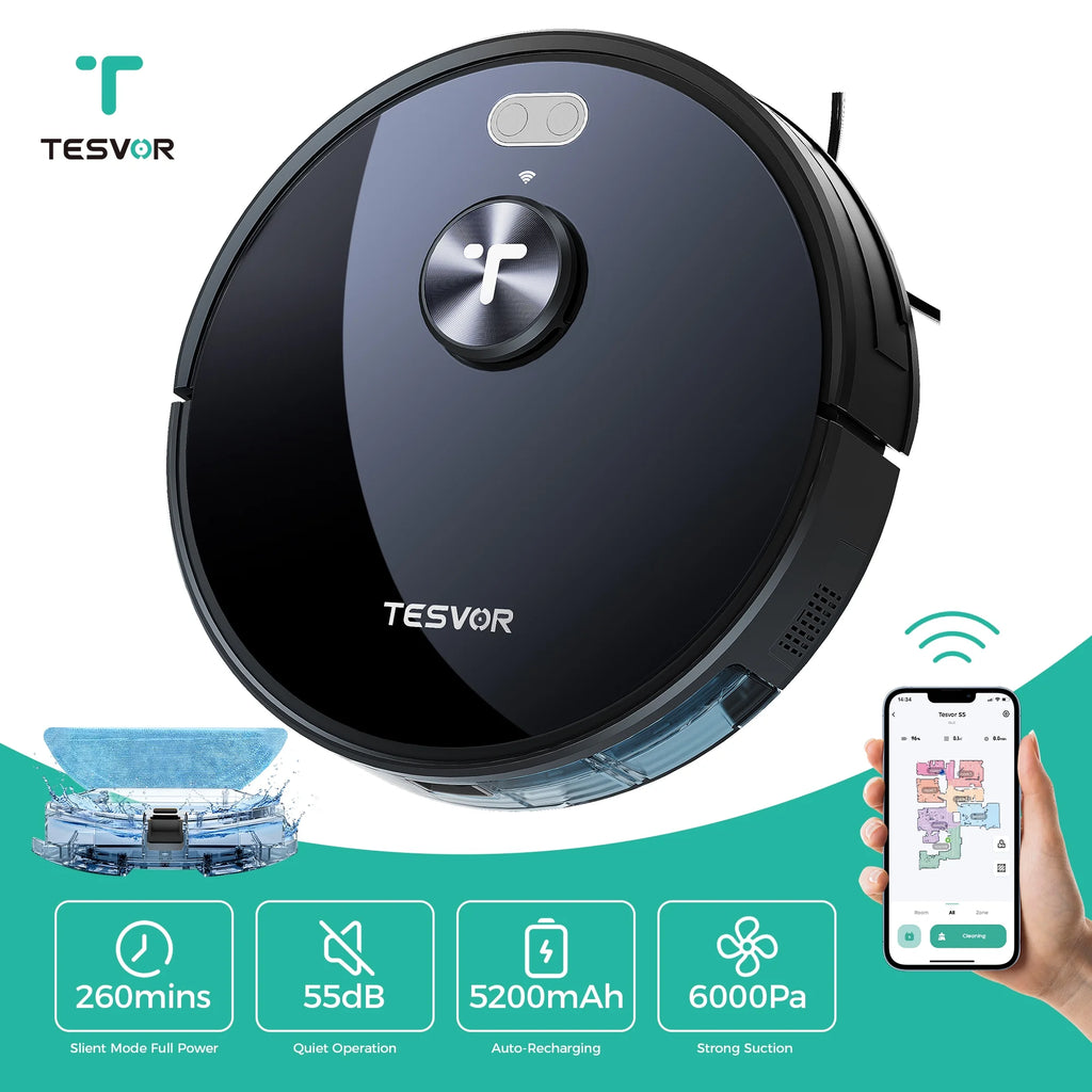 6000Pa Suction Lidar Navigation Robot Vacuum and Mop Combo G907