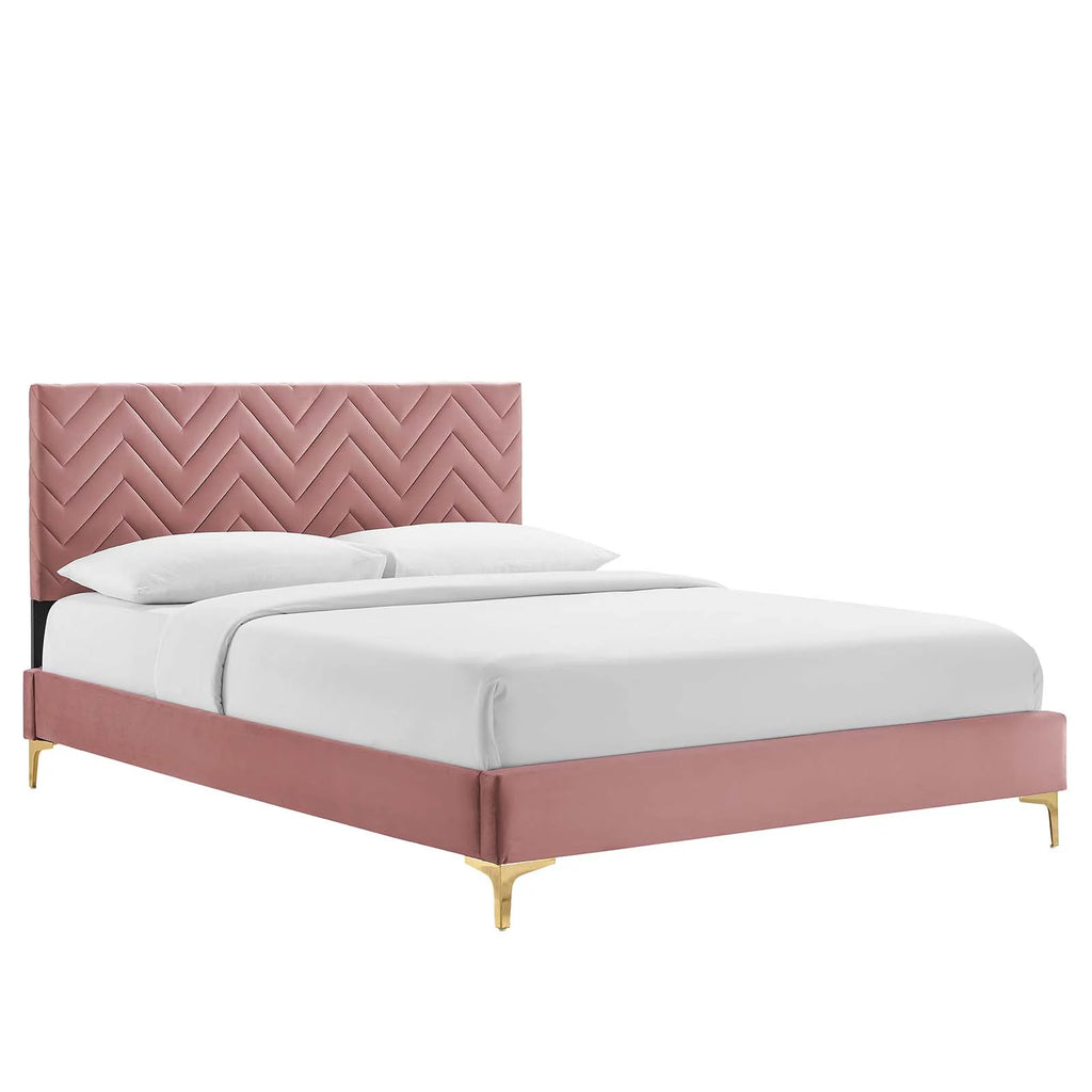 Twin Performance Velvet Platform Bed F159