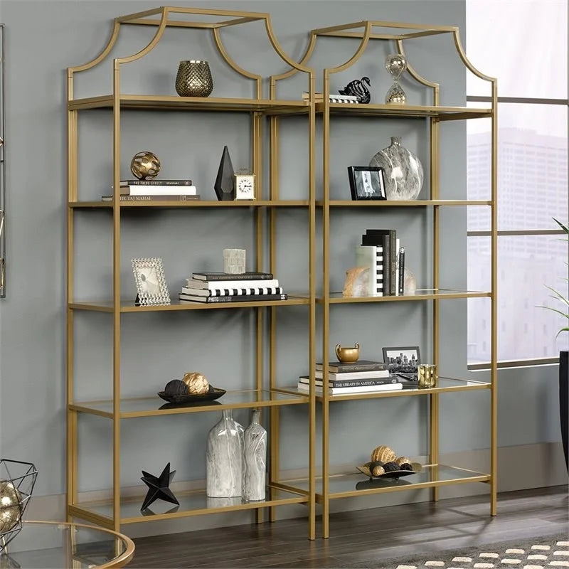 5 Shelf Metal Framed Bookcase Set of 2 X3331