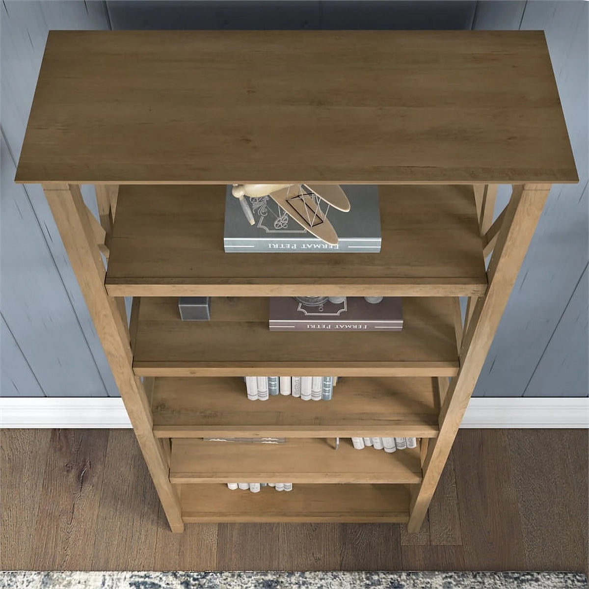 L Desk with Drawers and Bookcase Reclaimed Pine Engineered Wood I3891