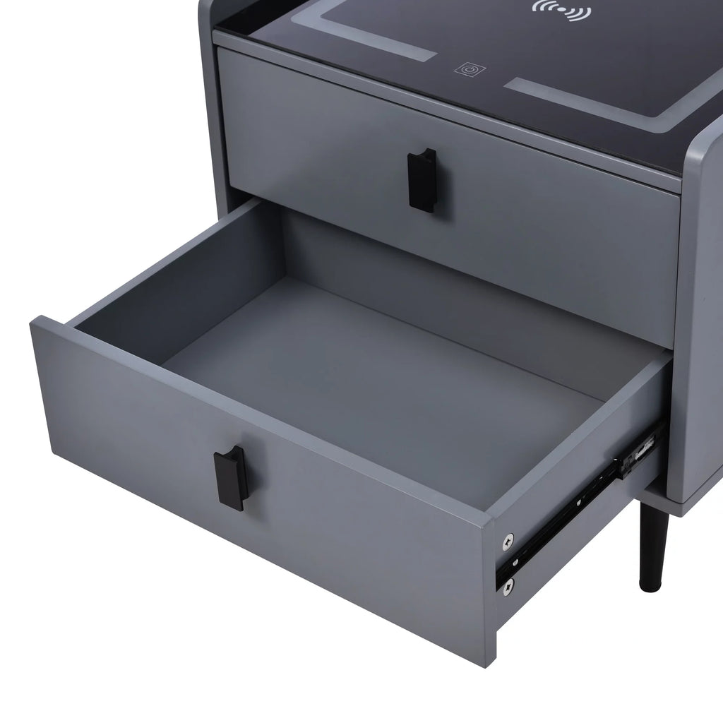 Gray Side Table with Wireless Charging Station T794