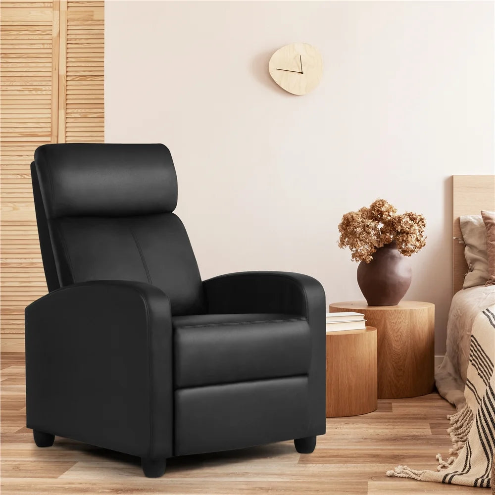 2pcs Black PU Leather Recliner Chair K338434