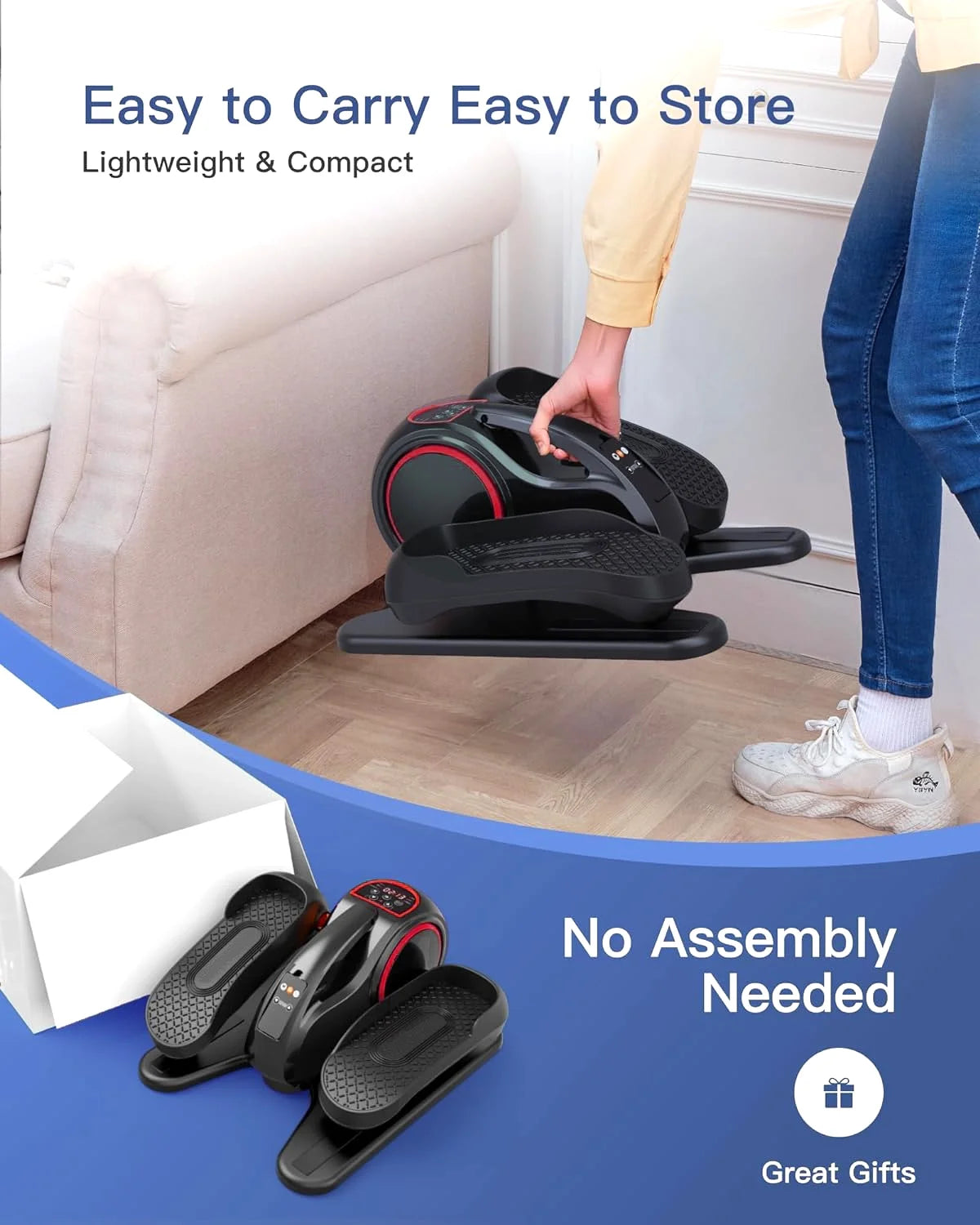 Under Desk Elliptical with Remote Control & Non-Slip Pedals Z6363
