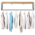 Acacia Wood Wall Mounted Coat Rack with Storage Shelf B43458