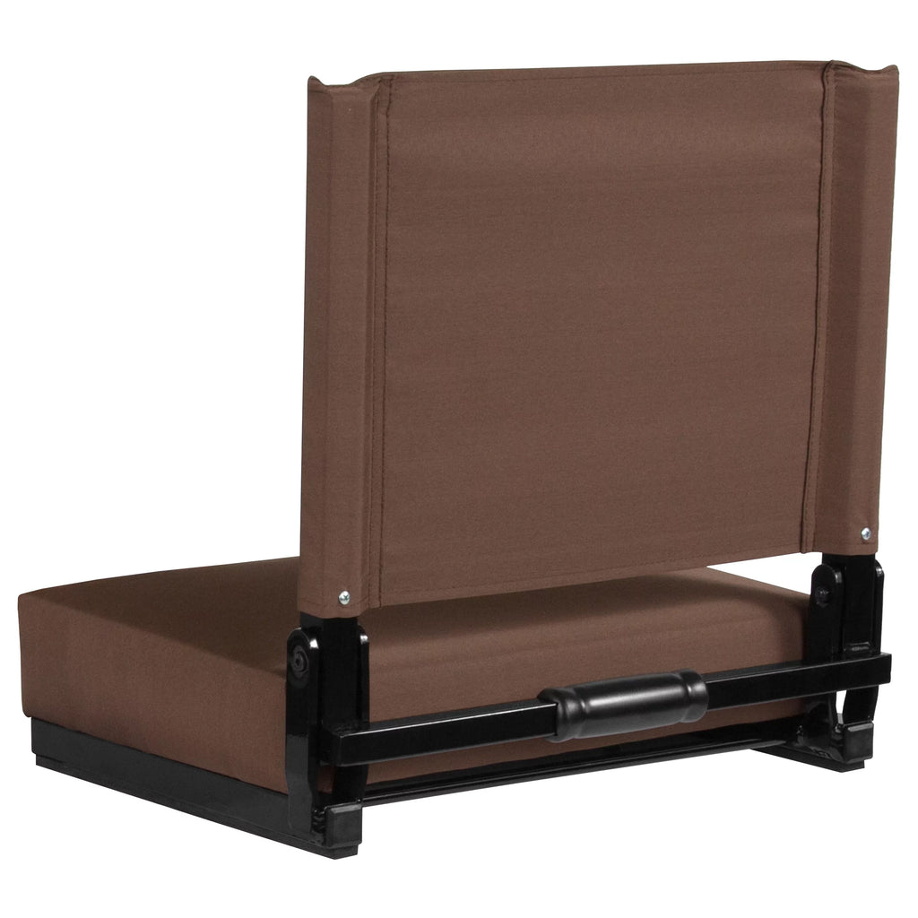 Set of 2 500 lb. Rated Lightweight Stadium Chair with Ultra-Padded Seat, Brown C491939