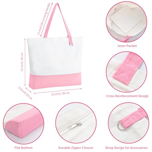 6 Pack Canvas Tote Bags with Zipper O258