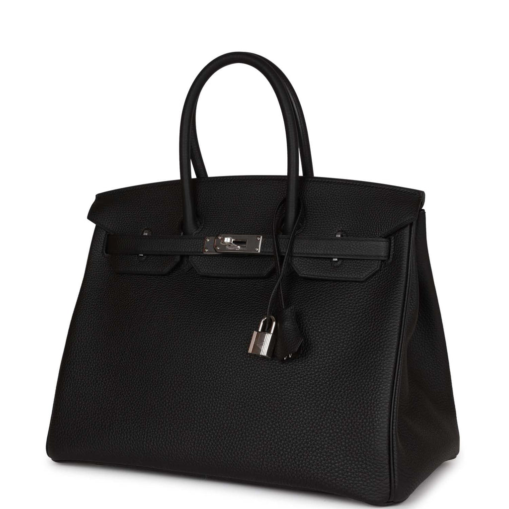 Black 35 Togo Leather Handbag O347