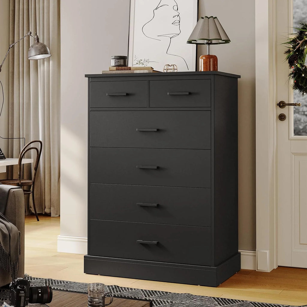 Black 6 Drawer Wood Dresser U40467