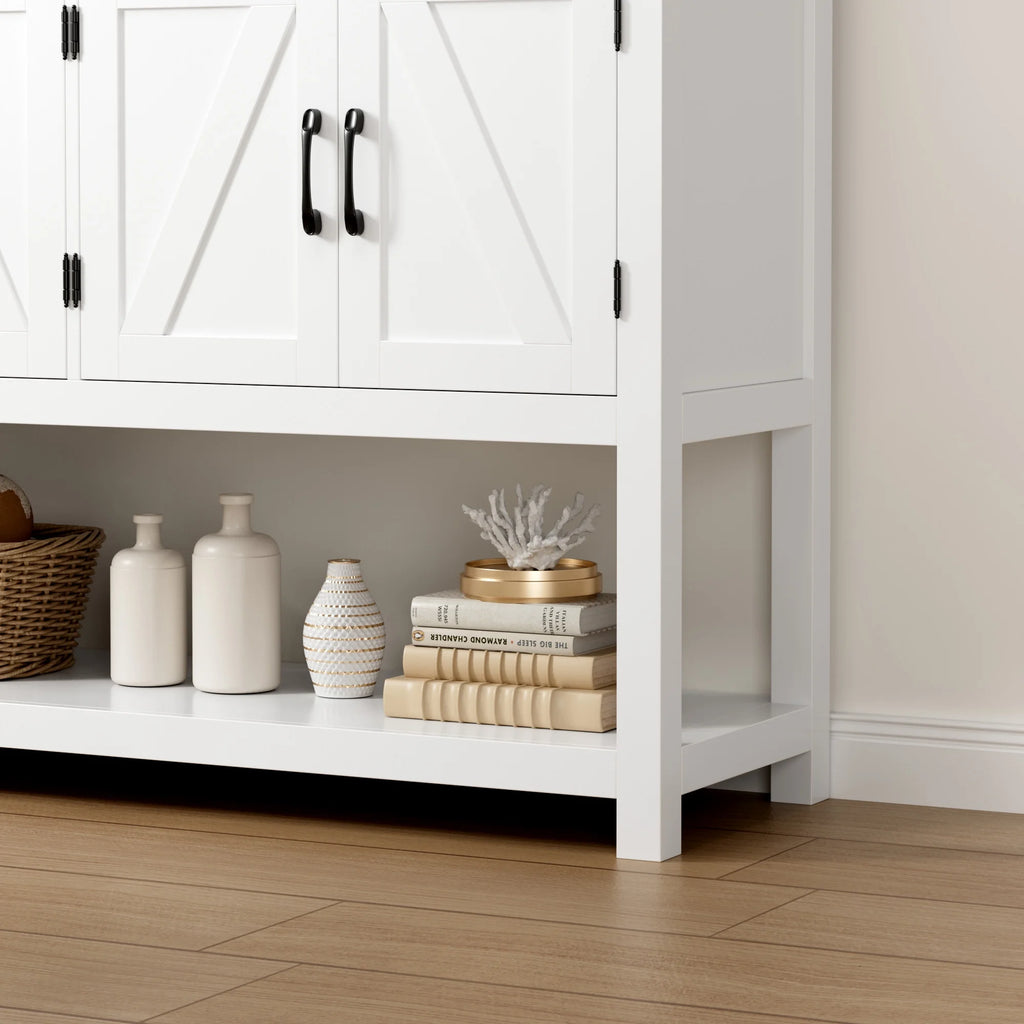 White 2 Drawer 4 Door Wood Console Table E8440