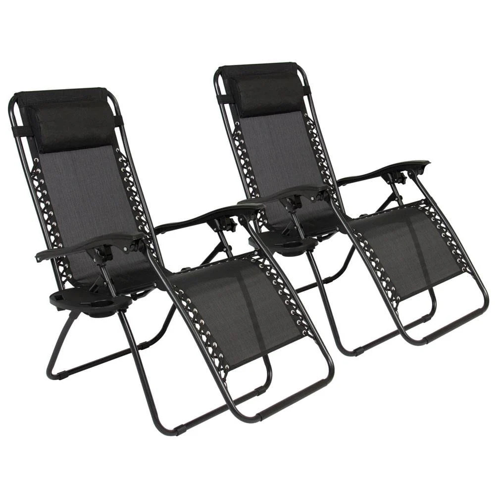 2PCS Outdoor Zero Gravity Folding Lounge Chair Gray N366337