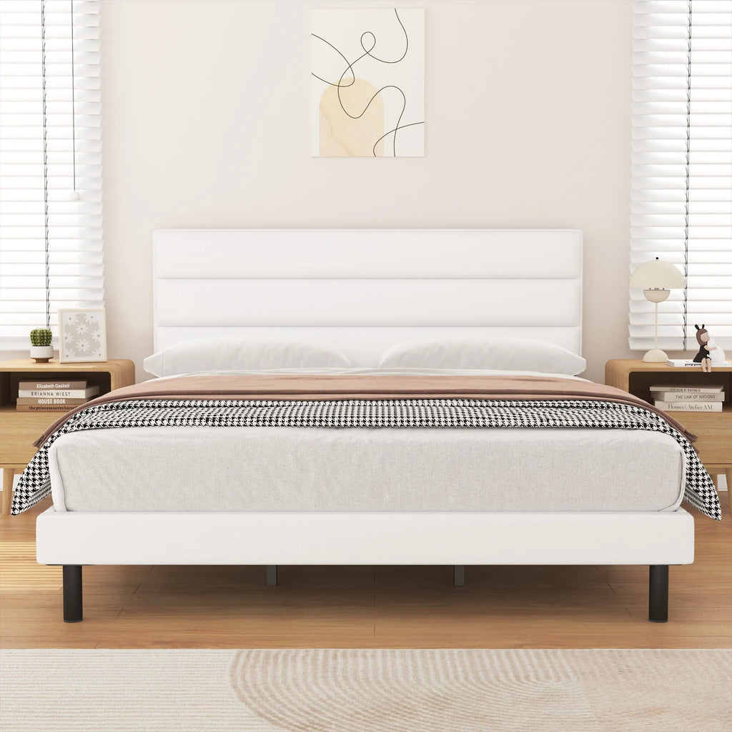 Queen Size Wingback Fabric Upholstered Bed Frame N192