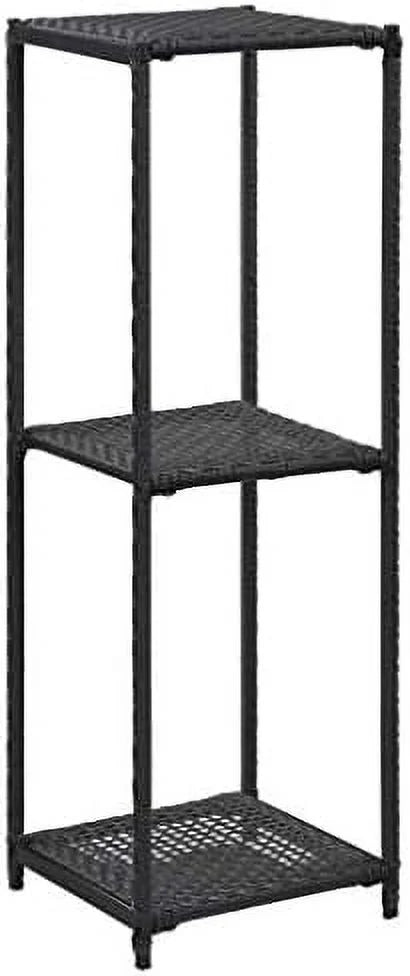 Black Standing Bookshelves Display Rack 11.8"x11.8"x35.4" Poly Rattan D716