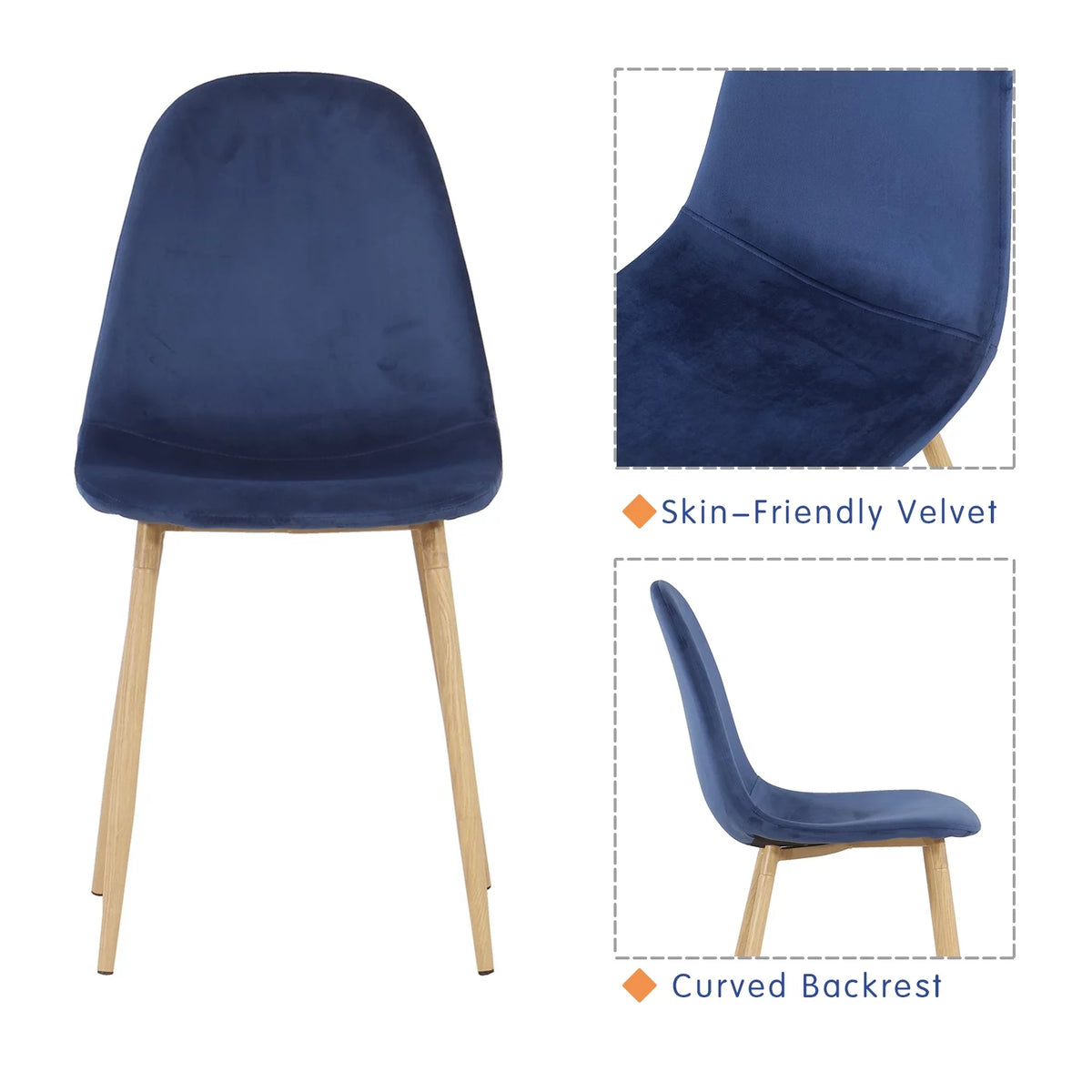 Velvet Upholstered Dining Chairs Set of 4 E4187
