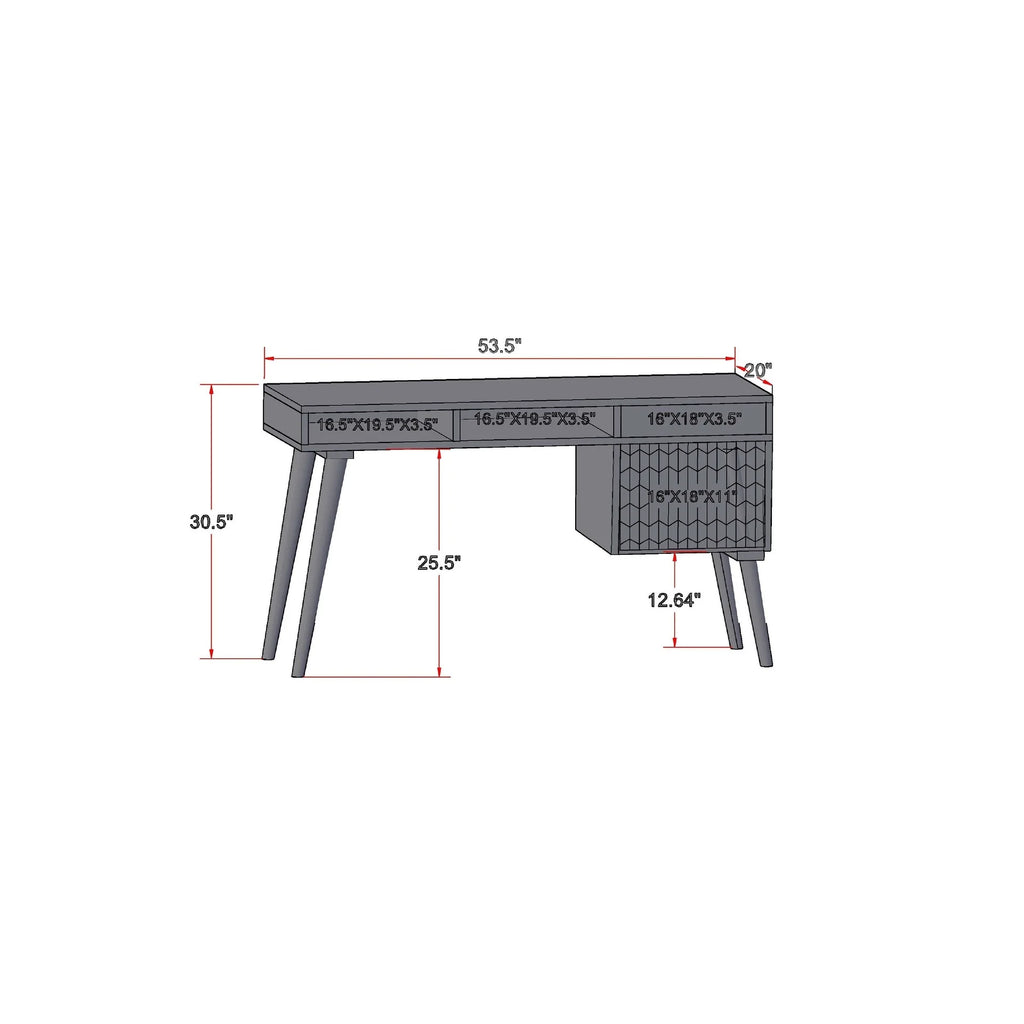 Modern Wood Office Desk with Storage in Dark Walnut D84406
