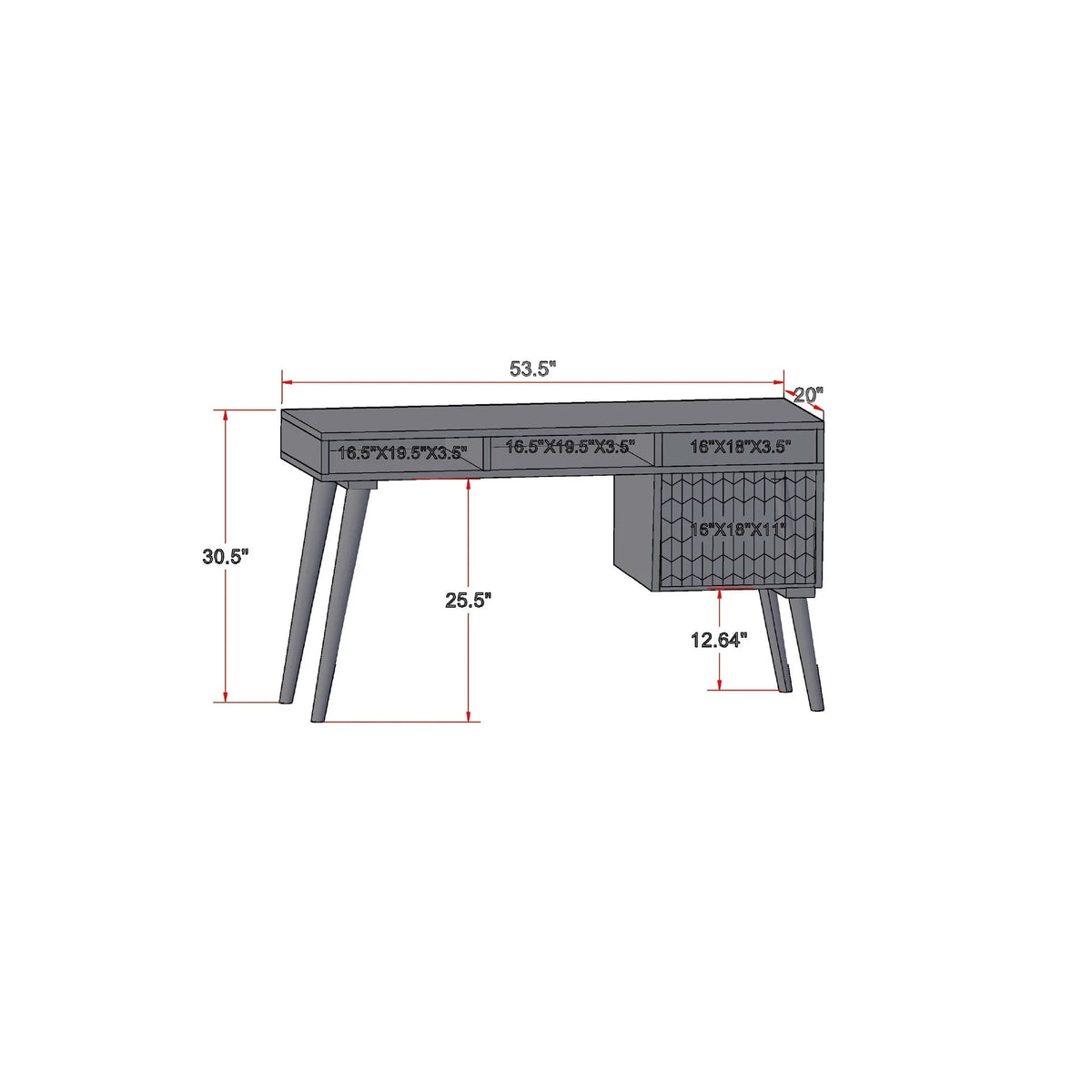 Modern Wood Office Desk with Storage in Dark Walnut D84406