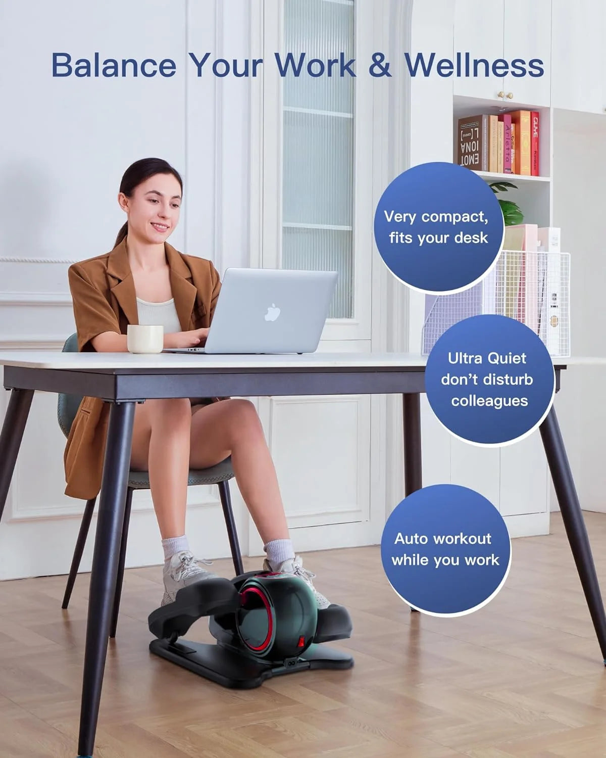 Under Desk Elliptical with Remote Control & Non-Slip Pedals Z6363