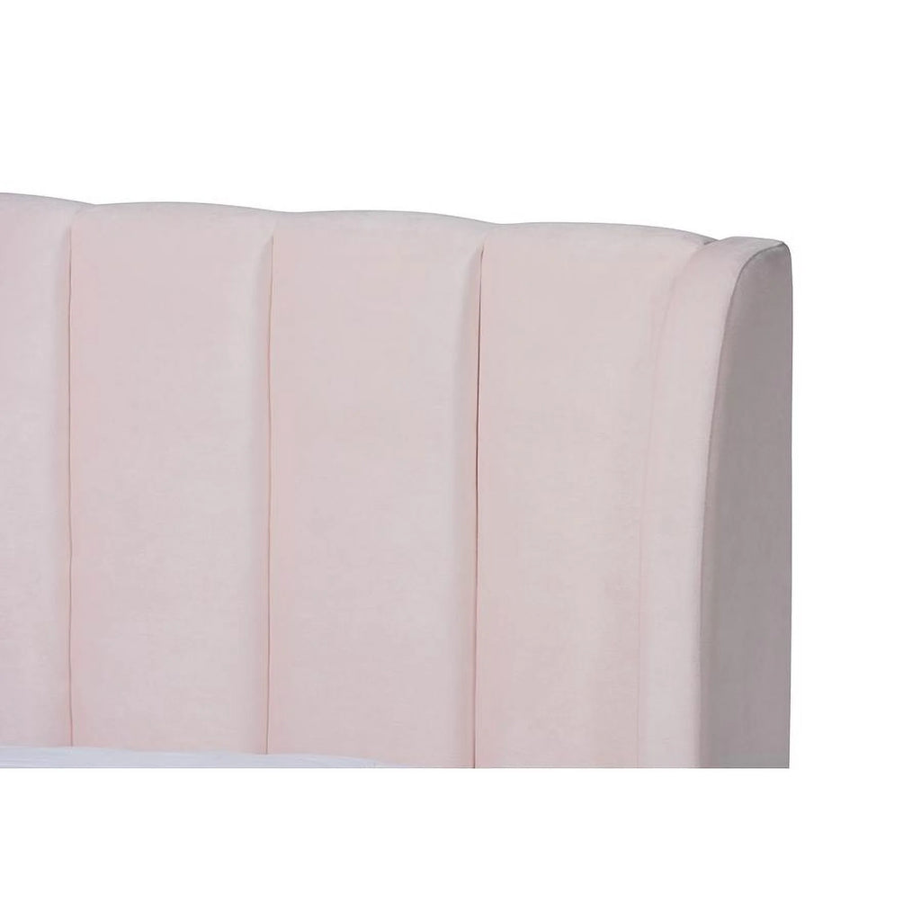 Light Pink Velvet Queen Size Platform Bed S64844
