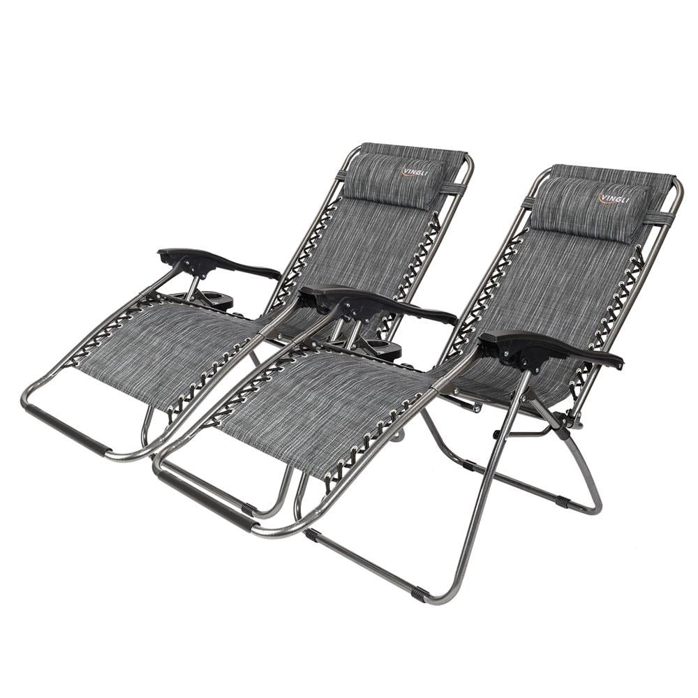 2PCS Outdoor Zero Gravity Folding Lounge Chair Gray N366337