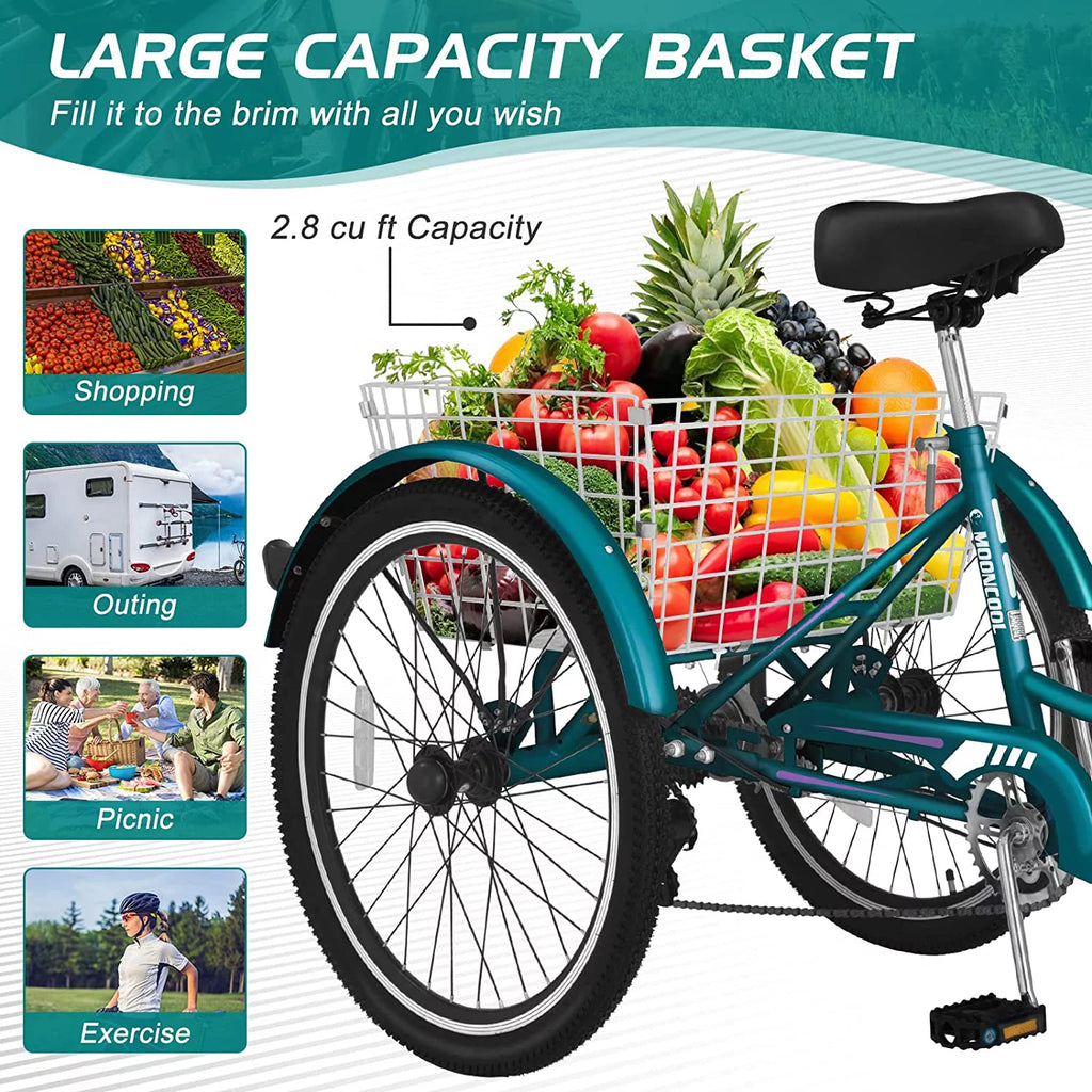 20/24/26 inch 7 Speed Adult Tricycles with Big Basket S522812