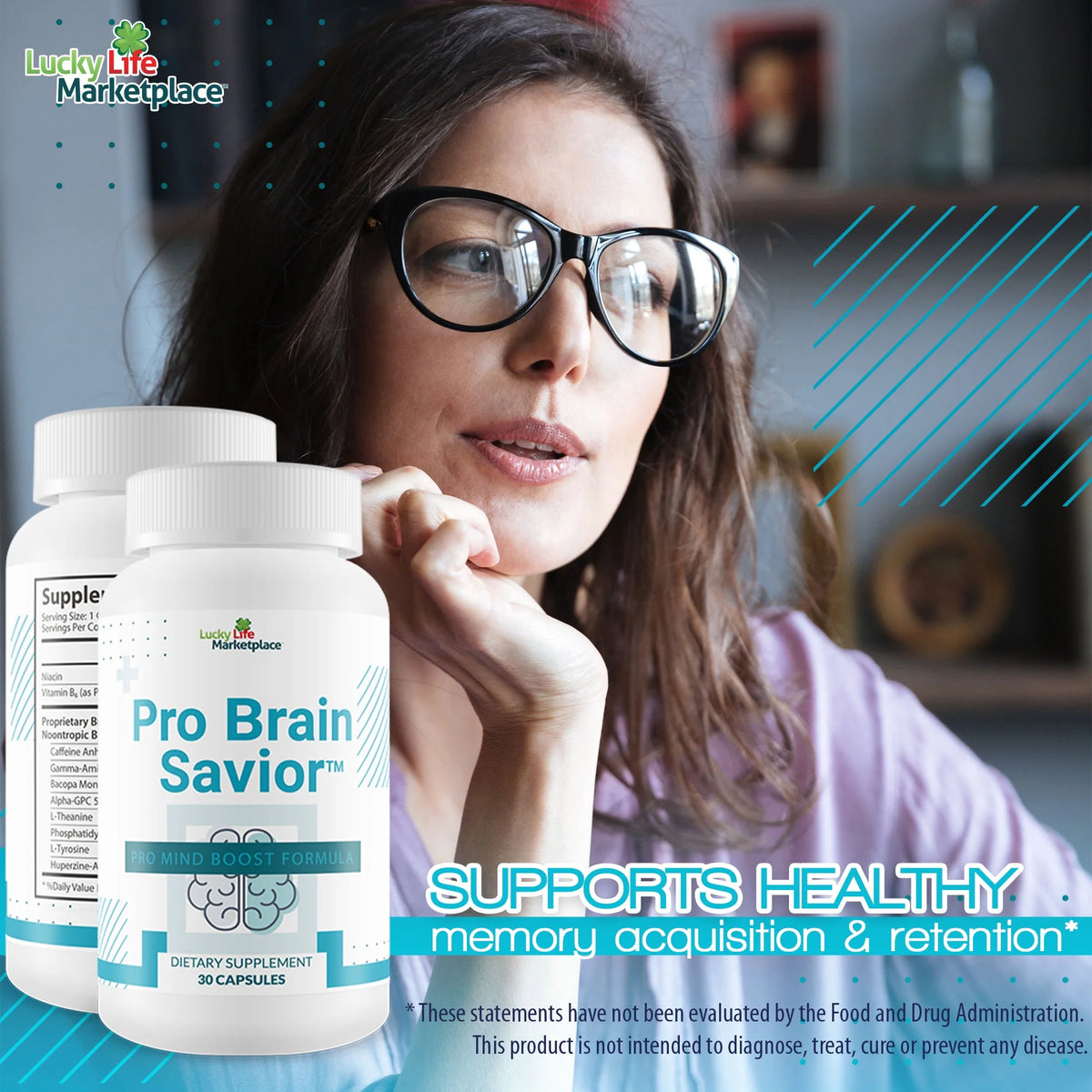 Nootropic Brain Supplement with Bacopa, Niacin, Caffeine + L-Theanine, GABA Y199
