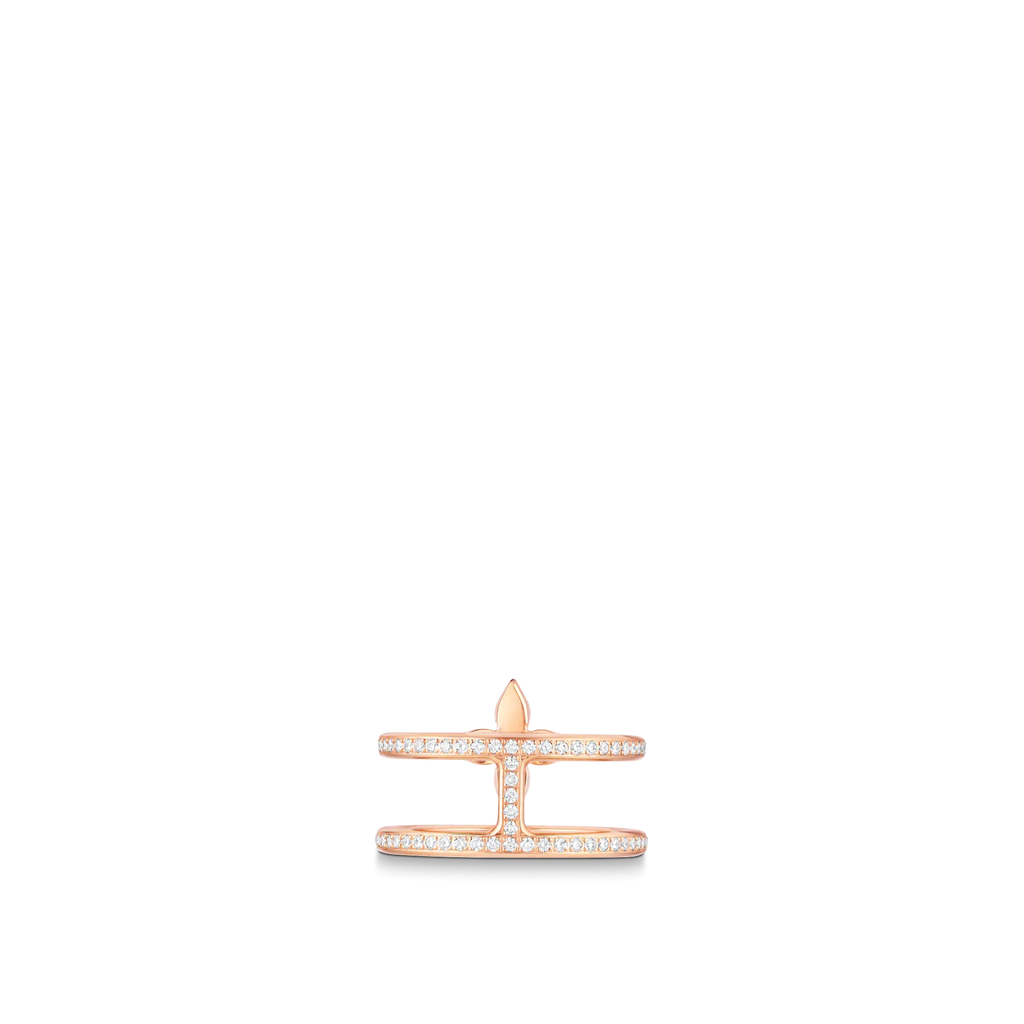 Rose Gold and Diamond Double Row Ring P3553