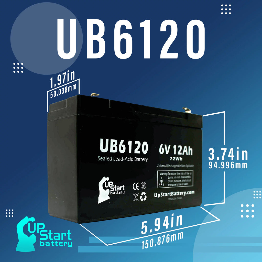 6V 12Ah Sealed Lead Acid Battery with F1 to F2 Terminal Adapters K20199