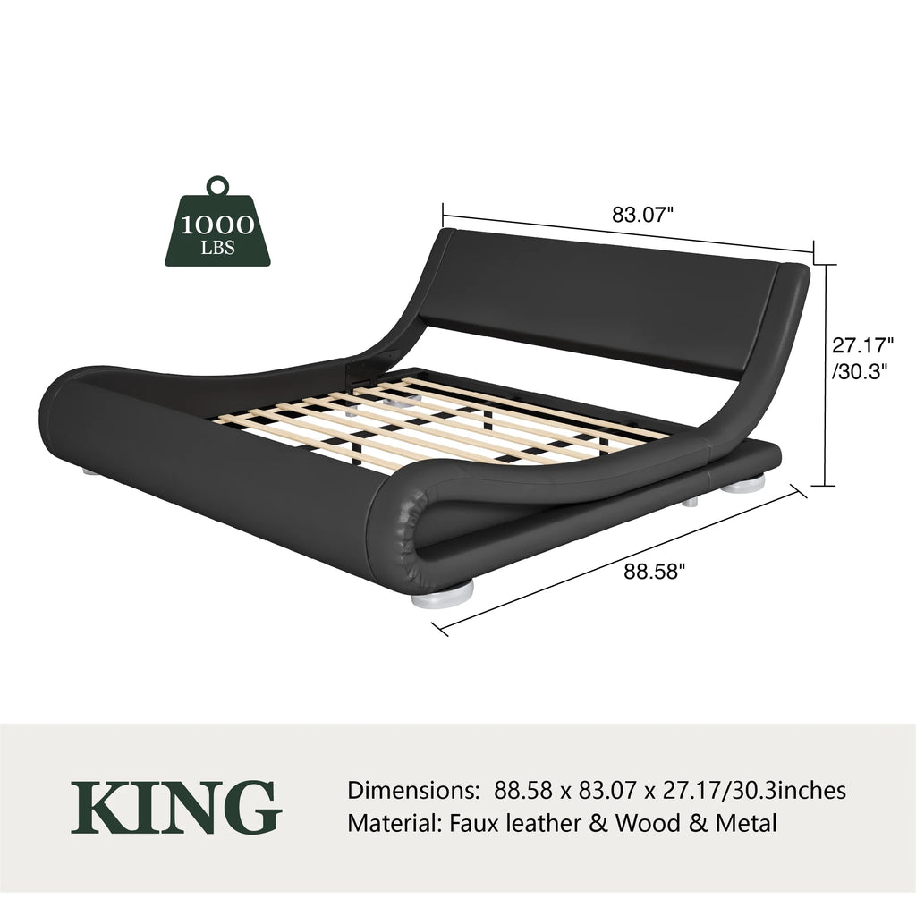 Full Size Grey Fabric Upholstered Platform Bed Frame Q2843