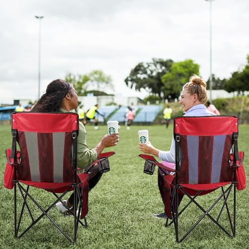 4 Pack Grey Folding Camping Chairs with Cooler Pouch J4045