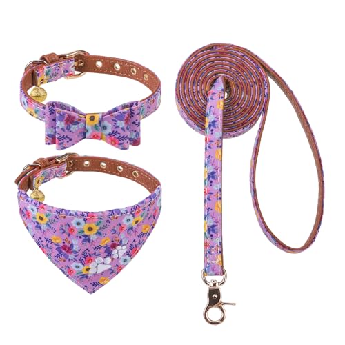 Blue Plaid Dog Collar and Leash Set D544