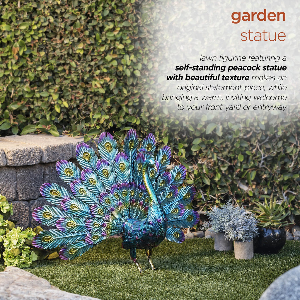 22" Peacock Garden Statue J585