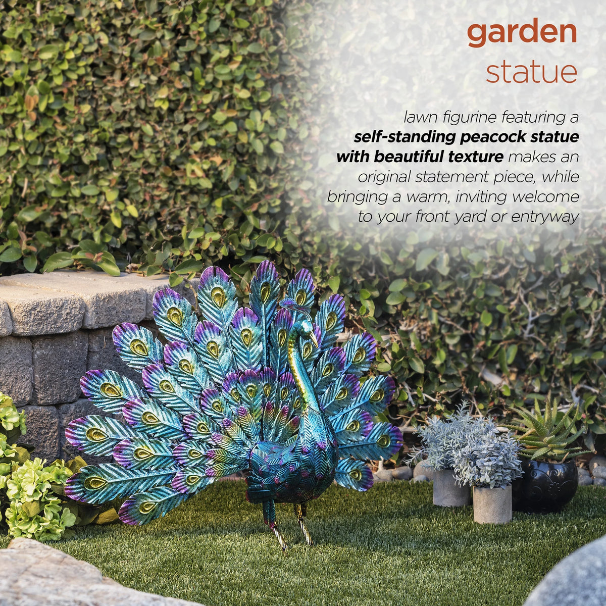 22" Peacock Garden Statue J585