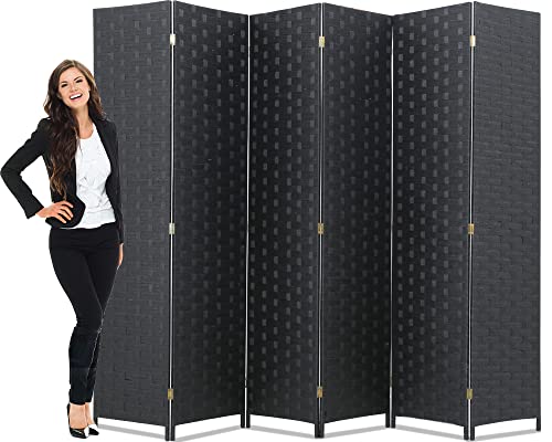 4 Panel 6 Feet Foldable Wood Mesh Room Divider Screen J560793