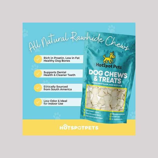 Natural White Knotted Rawhide Bone Dog Chew Treats T33374