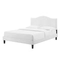 White Velvet King Size Tufted Platform Bed Frame W63796