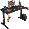 Black Gaming Computer Desk with Cup Holder and Headphone Hook W6941