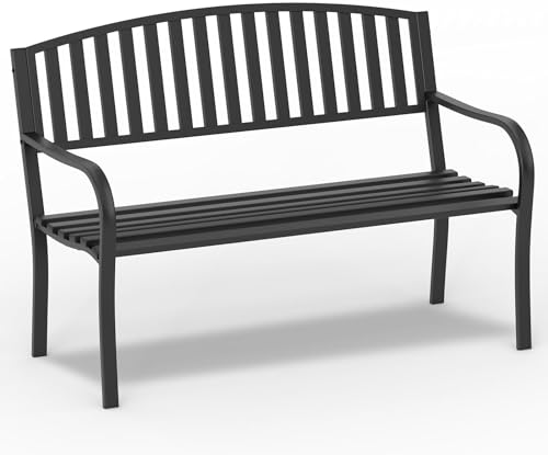 50'' Weatherproof Cast Iron Metal Garden Bench A290724