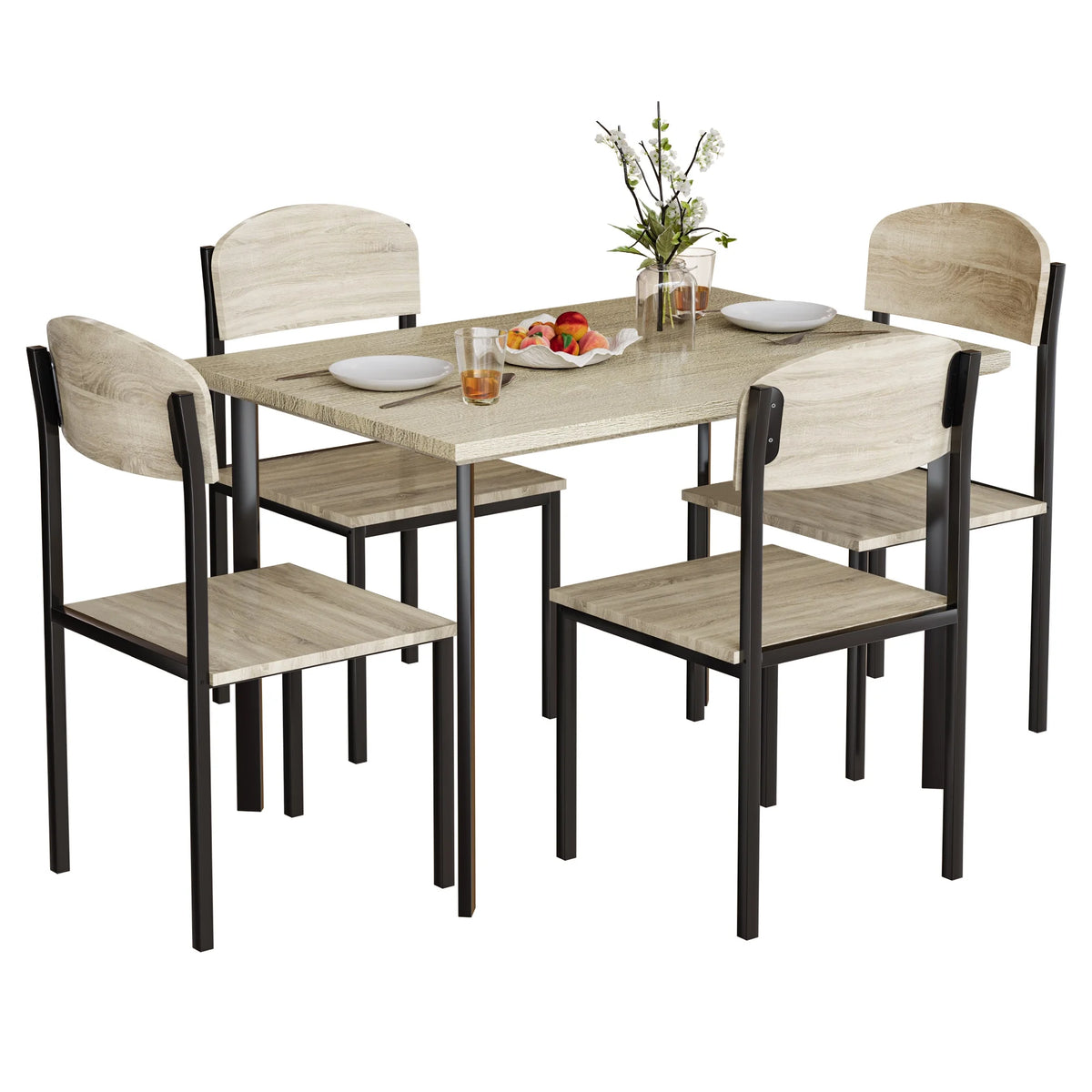 5-Piece Light Brown Dining Table Set U809951