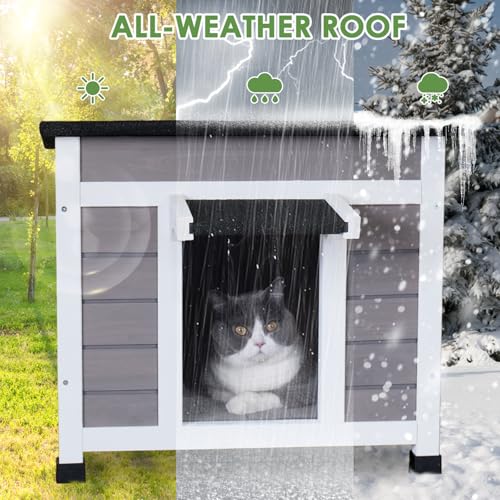 Insulated Weatherproof Cat House with Asphalt Roof S544350